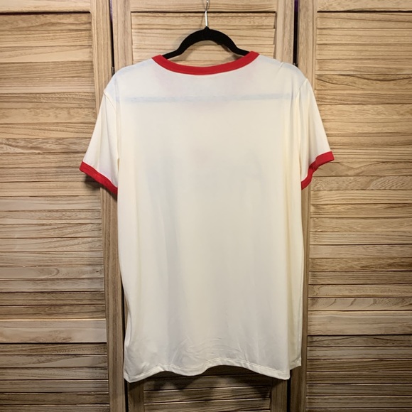 LuLaRoe Style Liv Ringer Tee Red Black White New With Tags Size Large - Picture 6 of 6